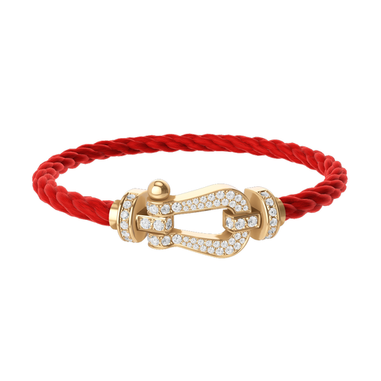 Fred Force 10 Large Yellow Gold and Diamond Cable Bracelet